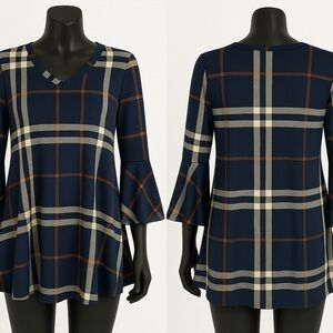 Lildy Tunic Top Women Long Sleeve Block Casual Swing Loose Fit Top Small-Medium